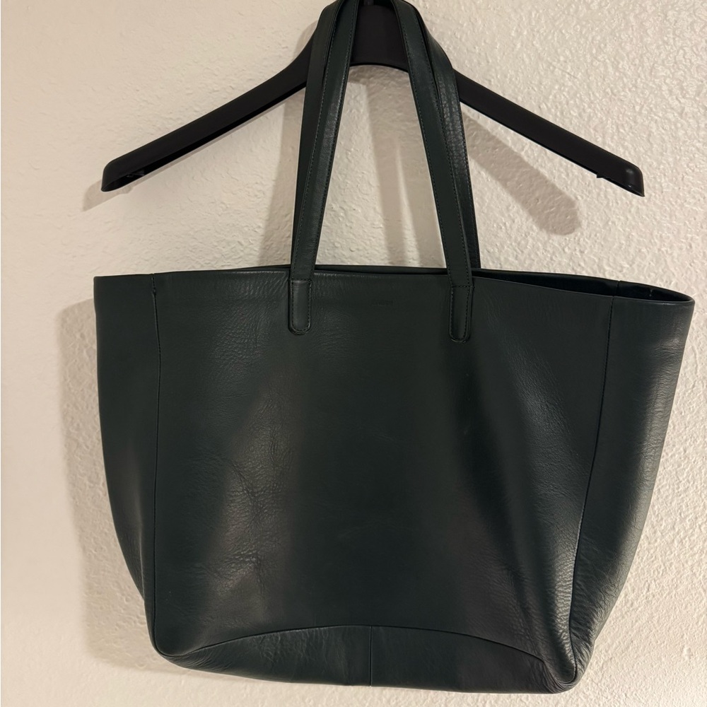 Baggu Dark Green Leather Shopper Tote Bag